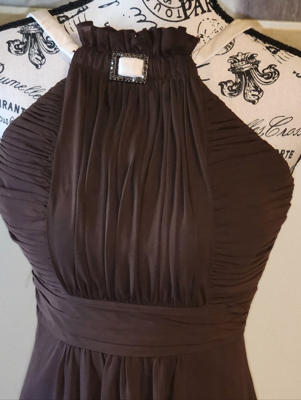 Bari Jay Ruched Bodice Evening Dress in Dark Brown Suze 6